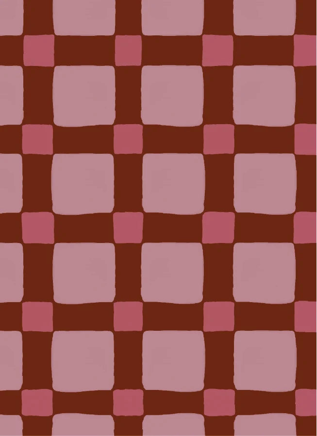 Carreaux Quilt Bordeaux – Atelier Chien : détail du motif du papier peint.