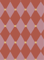 Harlekijn Roze Rood – Speels ruitbehang van duurzaam vliesbehang – Atelier Chien