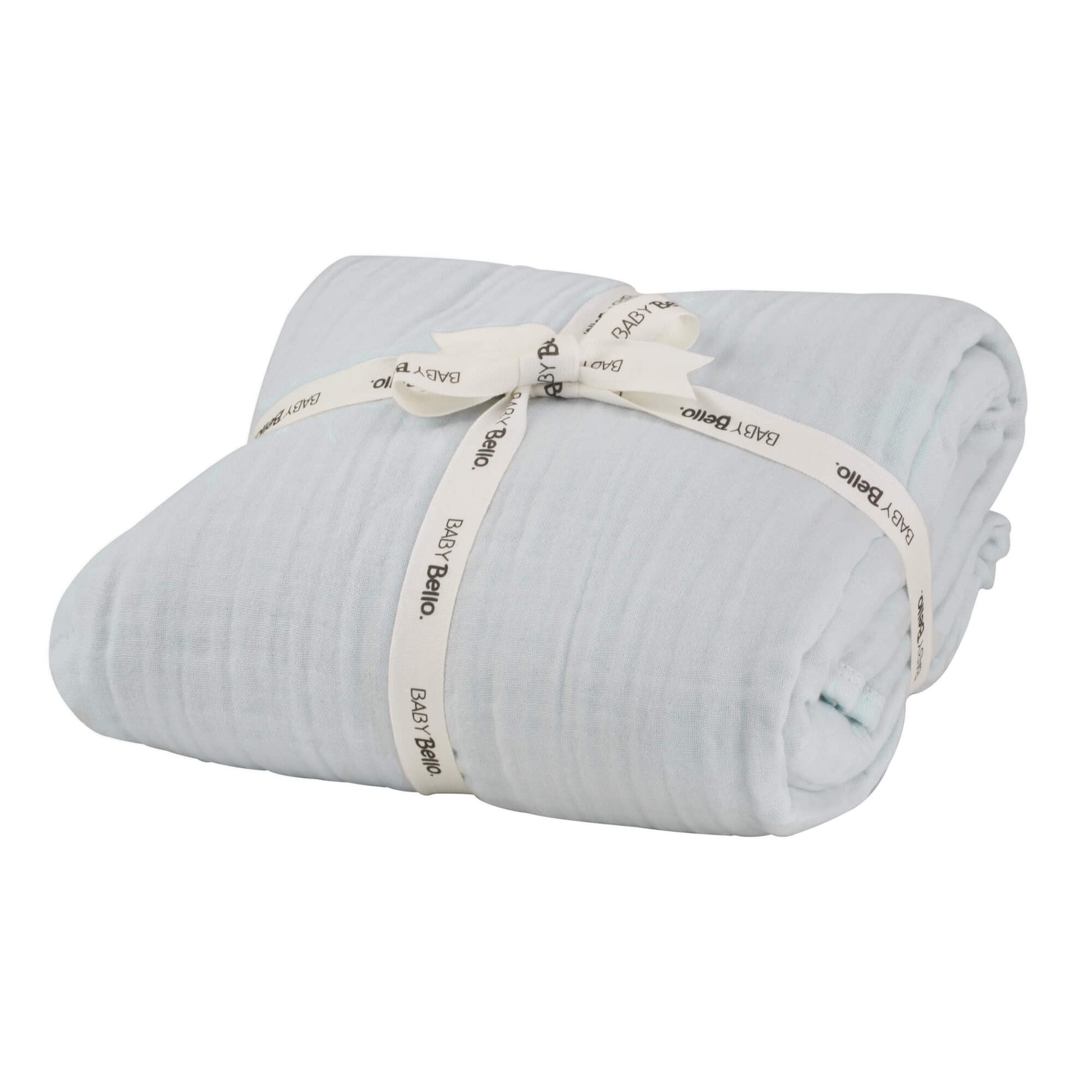 Baby Bello - Wiegdeken Cashmere Blue - Lichtblauwe Deken 120x120cm - 100% Biologisch katoen mousseline - productfoto