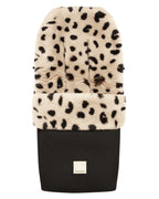 Fußsack Puffmuff® - Merino-Lammfell - Noir + Leopard - BINIBAMBA