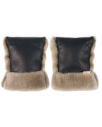 Kinderwagenfäustlinge aus Merino-Lammfell – Schwarz + Toast – BINIBAMBA