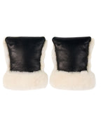 Kinderwagen wanten van Merino schapenvacht - Noir + Milk - BINIBAMBA
