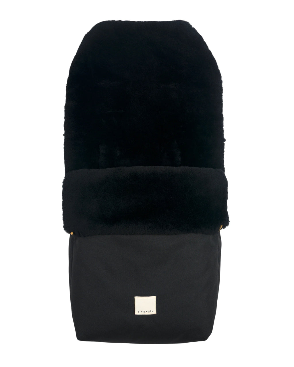 Noir Puffmuff – Chancelière de luxe pour poussette en peau de mouton mérinos noire – BINIBAMBA