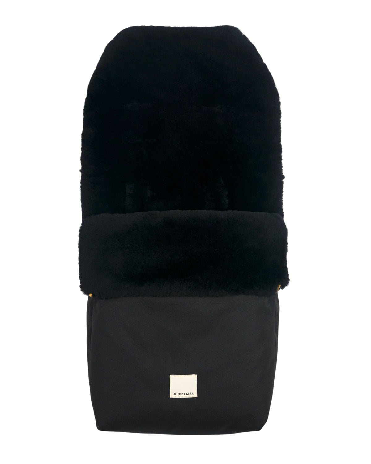 Noir Puffmuff – Chancelière de luxe pour poussette en peau de mouton mérinos noire – BINIBAMBA