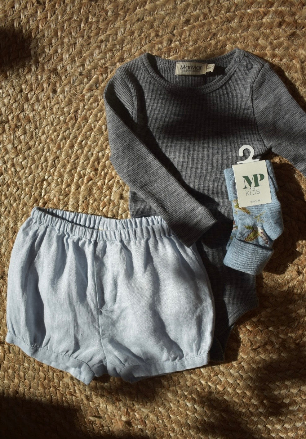 Linen shorts Pabi - Blue mist/blue - MarMar Copenhagen