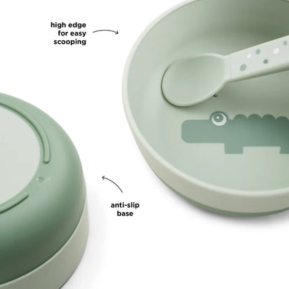 Anti-slip bowl - Foodie bowl - 0+ months - Croco - Green - Done by Deer