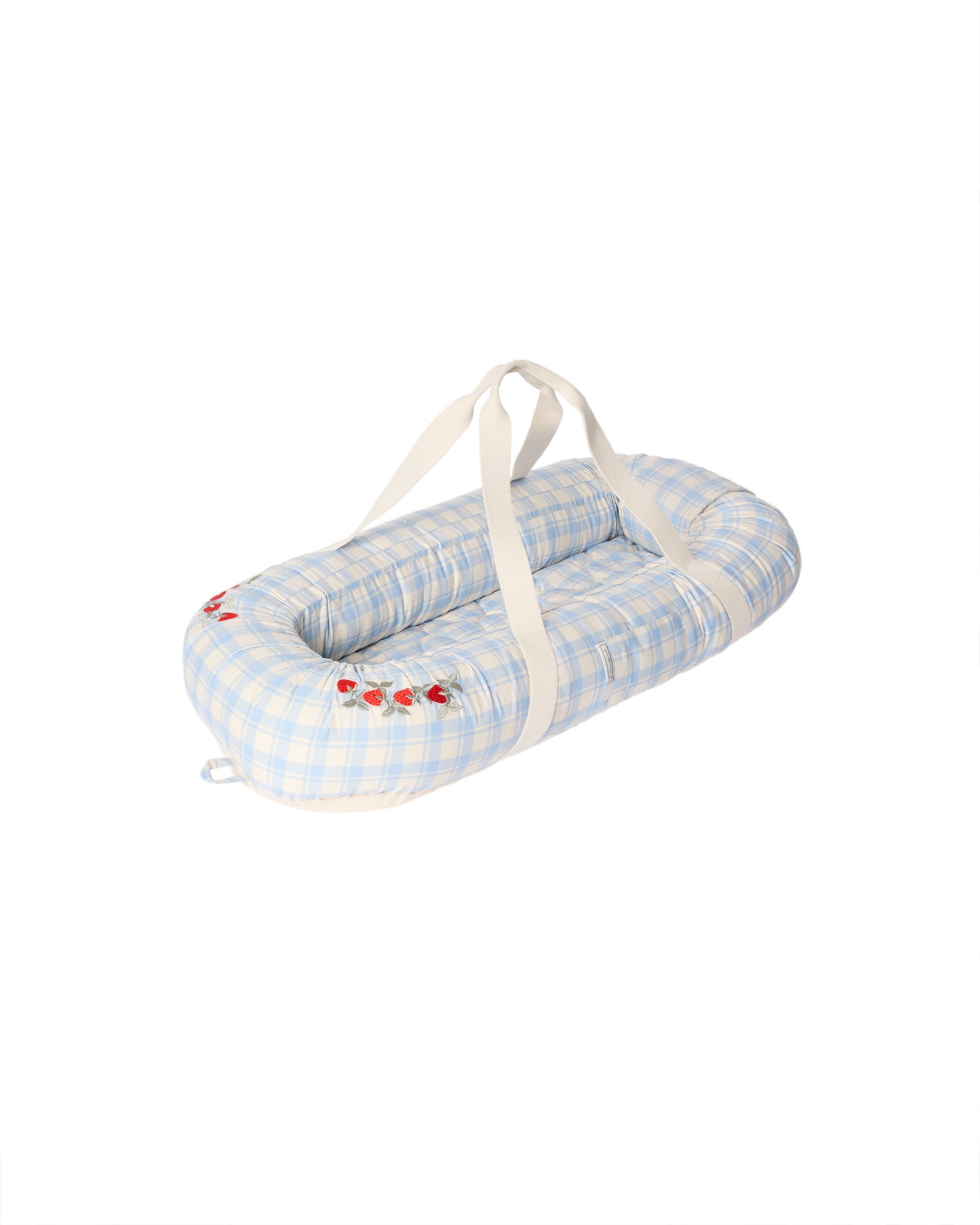 Babynest - Plaid Sky Blue - Babylift - Bio-Baumwolle - Kariert/Erdbeeren - Garbo & Friends