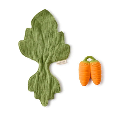 Mini knuffeldoekje & bijtring Cathy the Carrot - Natuurrubber & mousseline - Oli&Carol