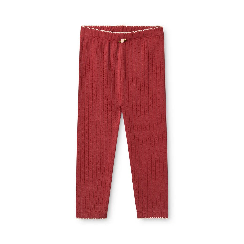 Legging Liva Pointelle – Dark Cranberry – 100 % coton - Flöss