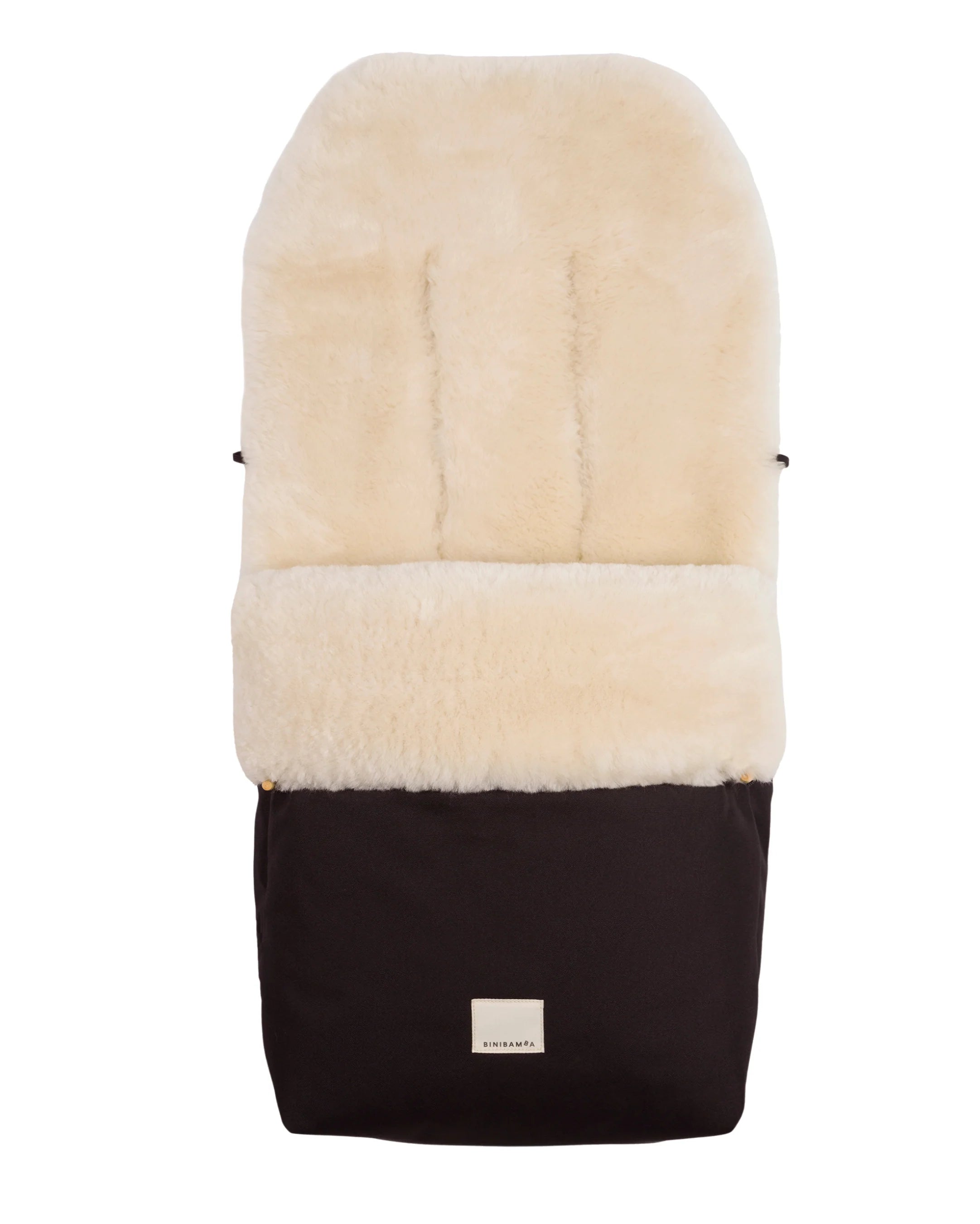 Fußsack Puffmuff® - Merino Lammfell - Noir + Milk - BINIBAMBA