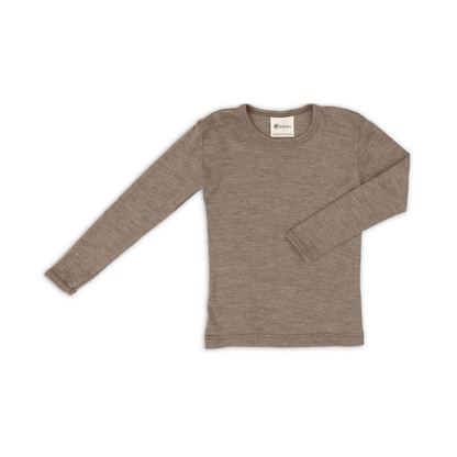 Top Langarmshirt - Wolle/Seide - Braun/Walnuss - Kindershirt - Engel Natur