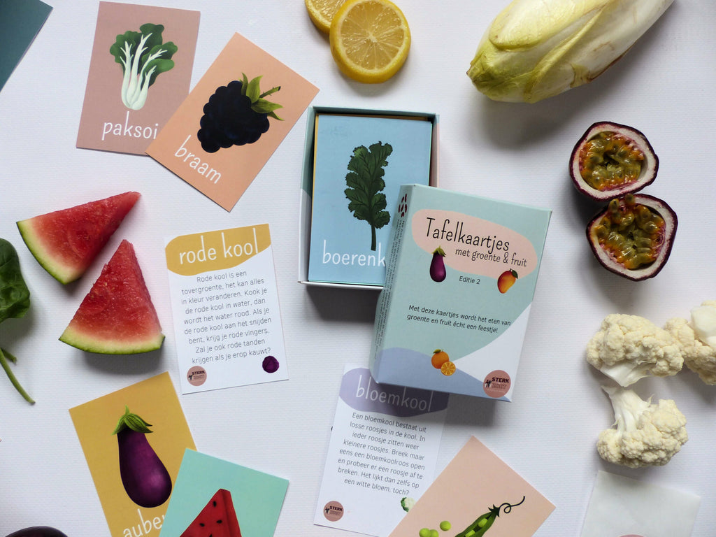 Tafelkaartjes Groente & Fruit – 60 Educational Food & Tasting Cards for Kids – STERK & ZOET