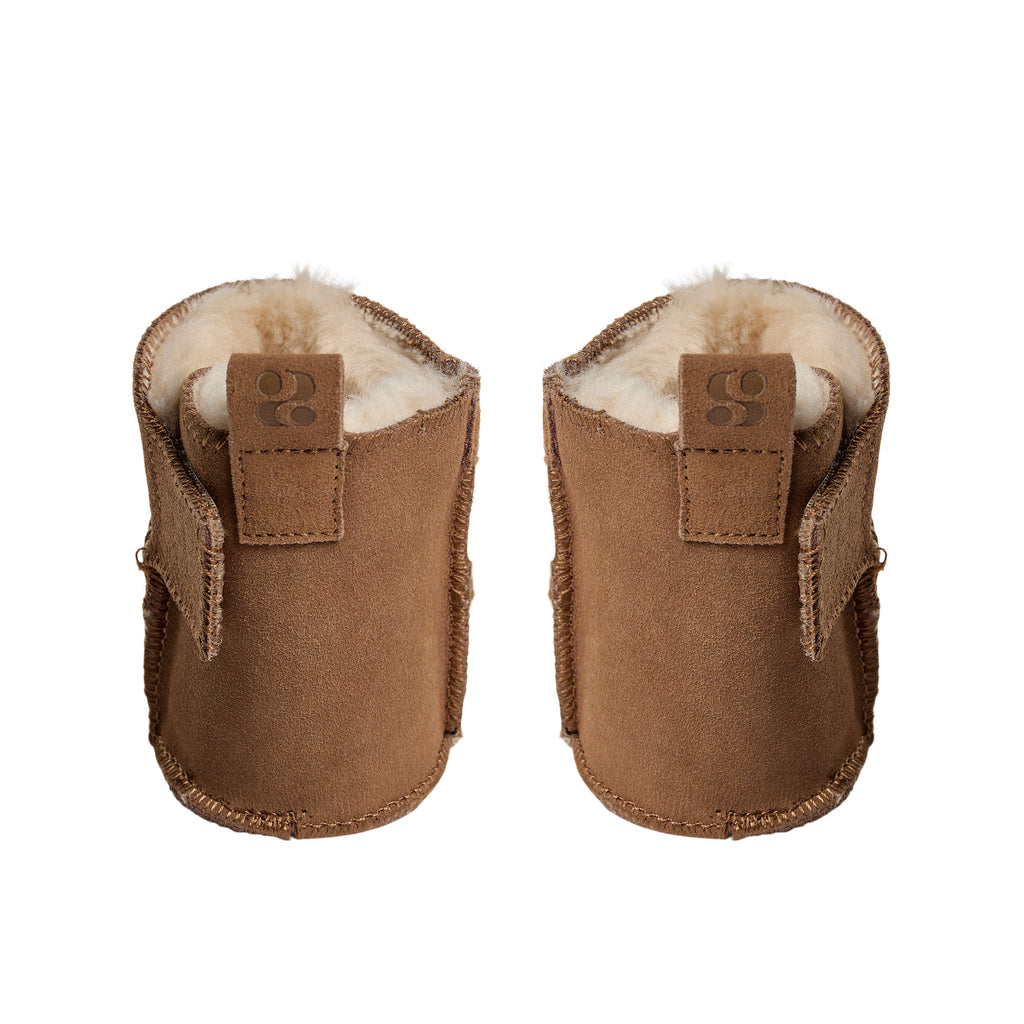 Chaussons bébé ReneeKB - Doublure en daim et laine - Beige et marron foncé - Sofie Schnoor