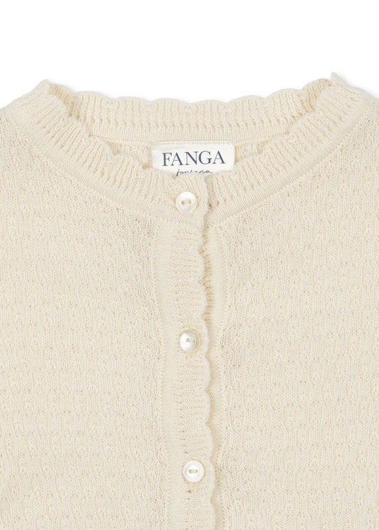 Venti Pointelle Cardigan - Antique White - Fijngebreid Vestje - Biologisch Katoen - GOTS - Konges Sløjd
