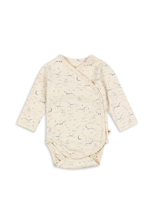 Wrap romper long sleeve - Cielo Marino - Organic Cotton - GOTS - Konges Sløjd