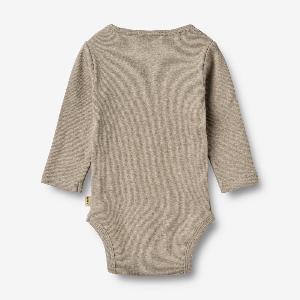 Romper lange mouw Spencer - Biologisch katoen - Gravel melange - Wheat - voorkant - afbeelding 3