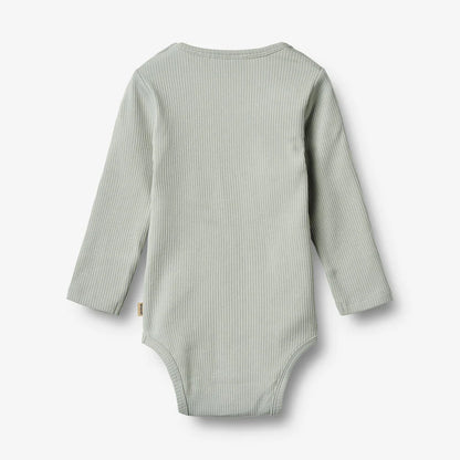 Wheat - Rib Body L/S Spencer - Rainy sky - Strampler - Bio-Baumwolle