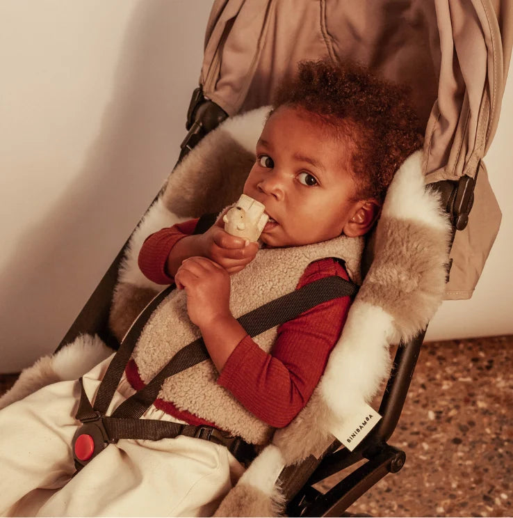 Merino wollen kinderwagen inleg Snuggler® - White Toastie - BINIBAMBA