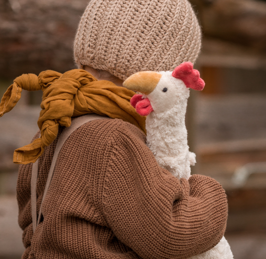 Cuddly Animal - Chicken Small White - Warming Cuddly Toy Chicken - Organic Cotton/Wool - Senger Naturwelt