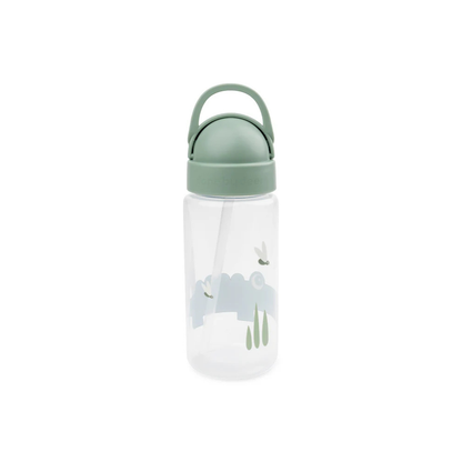 Drinking bottle with straw - Straw bottle - Happy Clouds - Croco/Green - 350 ml - Done by Deer