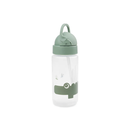 Drinking bottle with straw - Straw bottle - Happy Clouds - Croco/Green - 350 ml - Done by Deer