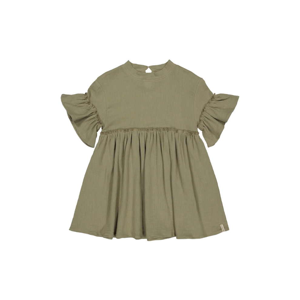 Dress short sleeve - Muslin cotton - Khaki green - Levv Labels