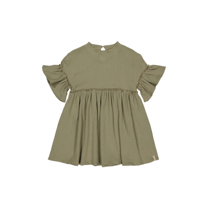 Dress short sleeve - Muslin cotton - Khaki green - Levv Labels