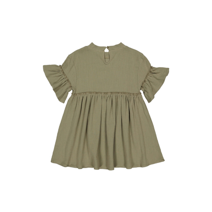 Dress short sleeve - Muslin cotton - Khaki green - Levv Labels