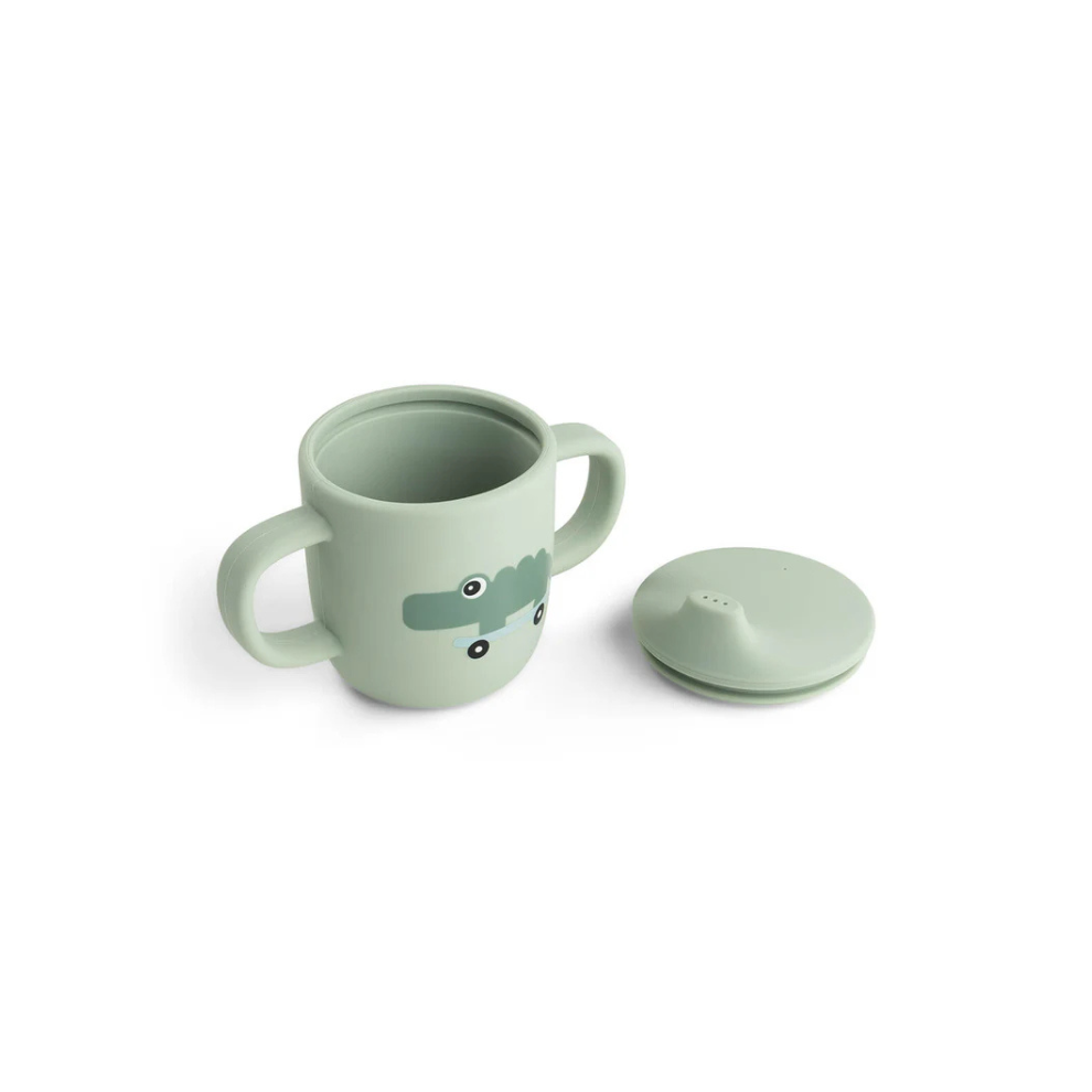 Silicone Drinking Cup with 2 Handles - Spout Cup - Croco - Green - Done by Deer