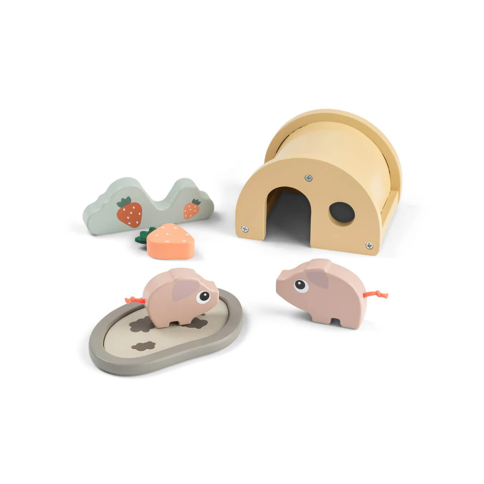 Wooden farm set - Tiny farm play set - Pigee - Colour mix - Done by Deer