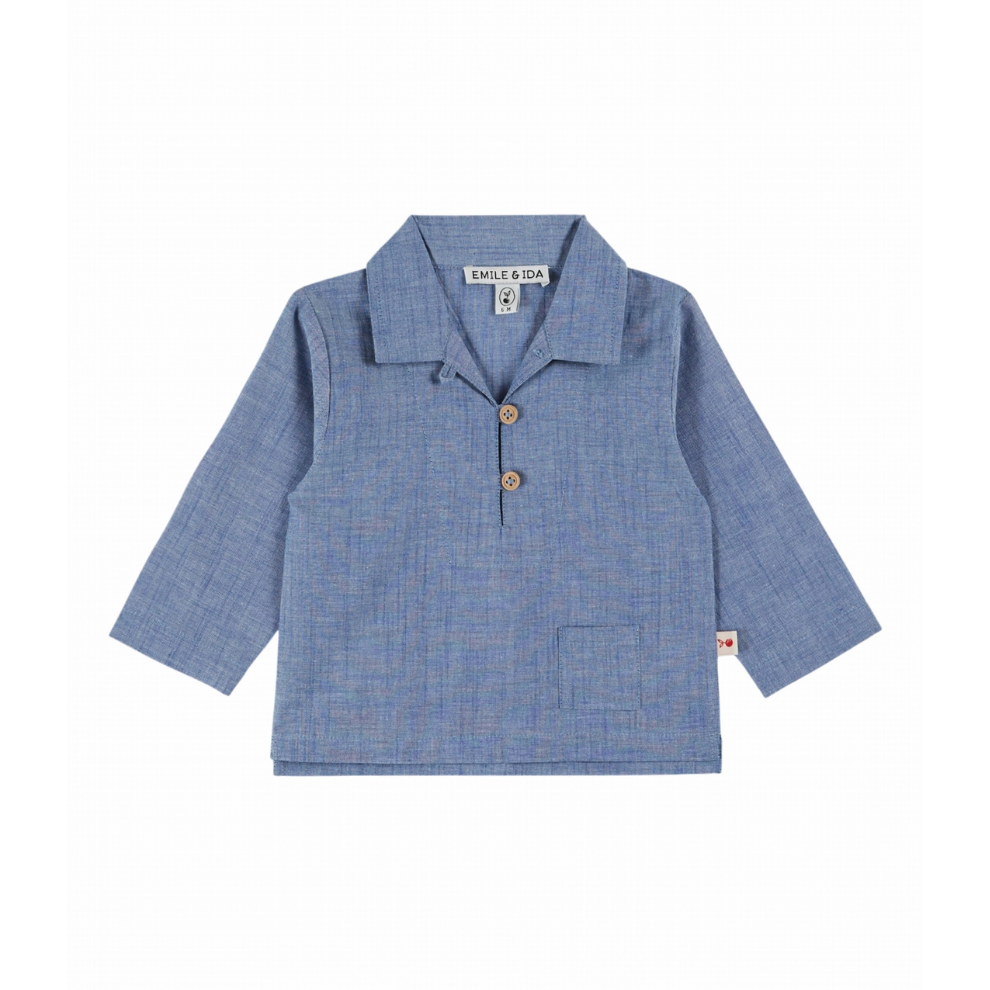 Overhemd top - Katoen - Chemise Chamray - Spijkerblauw - Emile et Ida