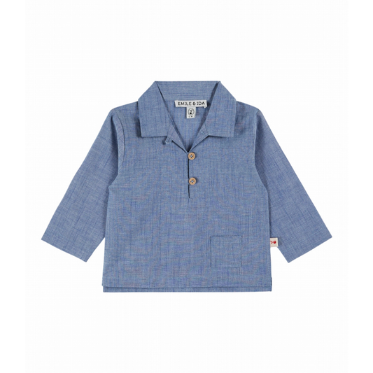 Overhemd top - Katoen - Chemise Chamray - Spijkerblauw - Emile et Ida