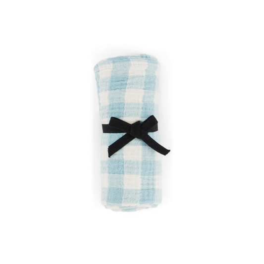 Hydrofiele doek Bianca - Vichy Canal blue/blauw - Mousseline katoen - Rose in April