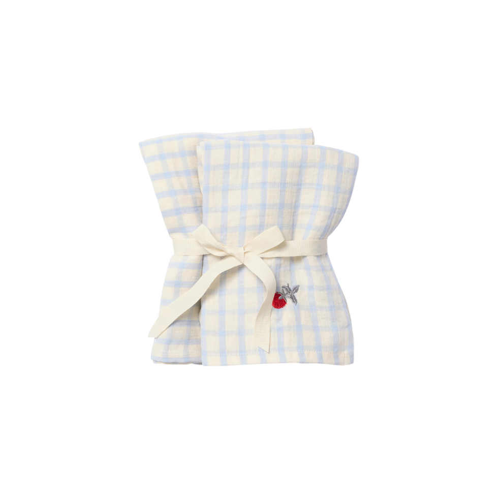 Hydrofiele doeken - Muslin Blanket - 2 paar - 60x60 cm - Gingham Sky Blue - Garbo&Friends