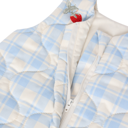 Padded Sleeping Bag - Plaid Sky Blue - Organic Cotton - Garbo&Friends