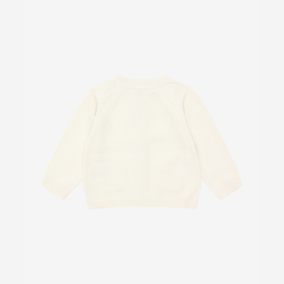 Gebreid Baby Vestje - Biologisch Katoen - Knit Cardigan - Antique White - GOTS - Fixoni - productfoto - afbeelding 2