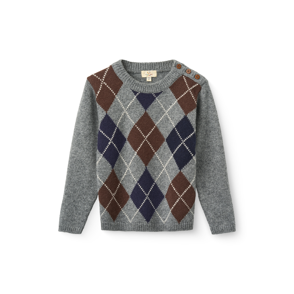 Pull en maille à carreaux - Pull Argyle - Laine d'agneau - Couleurs de Copenhague - devant