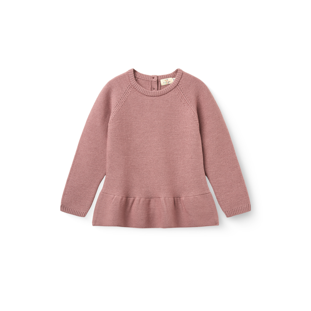 Pull en maille à volants - Pull à volants en mérinos - Rose d'hiver - 100 % laine mérinos - Couleurs de Copenhague - devant