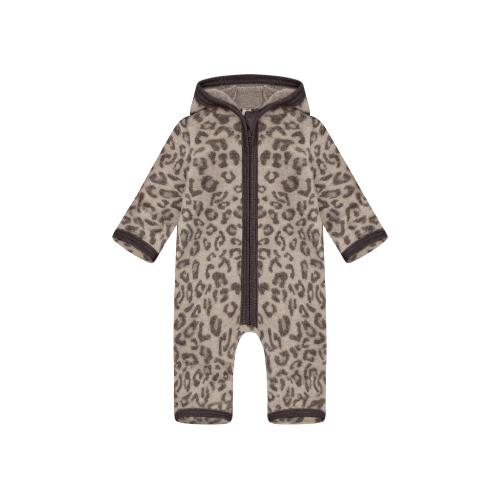 Overall aus Merinowolle-Fleece - Camel Melange Leopardenmuster - HUTTEliHUT