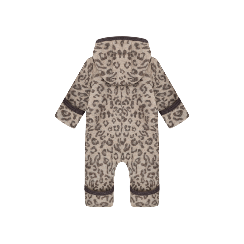 Overall aus Merinowolle-Fleece - Camel Melange Leopardenmuster - HUTTEliHUT