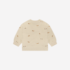 Sweater - Humus - Beige met teckel print - Fixoni - achterkant