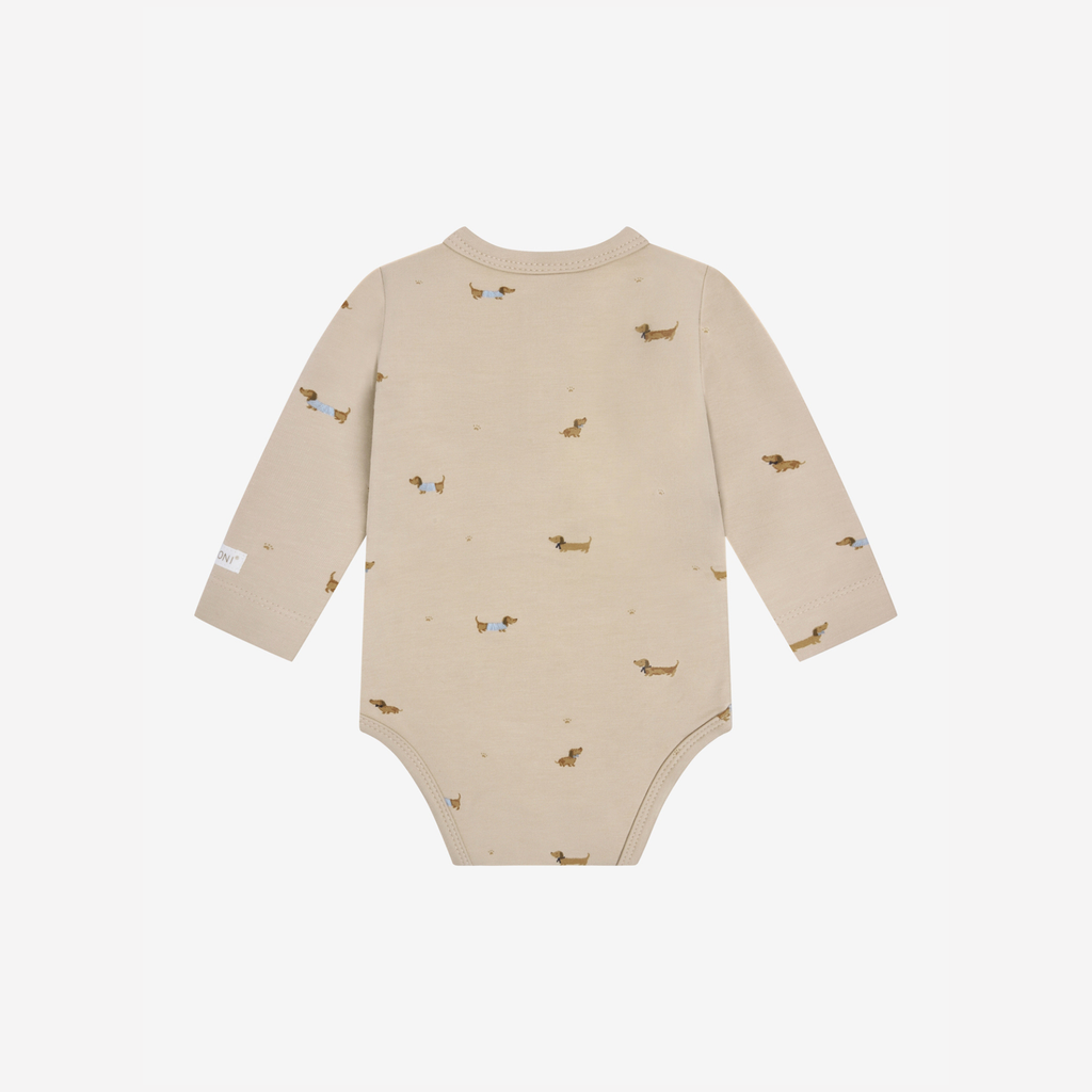 Romper met lange mouwen - Humus/Teckel print - Fixoni - achterkant