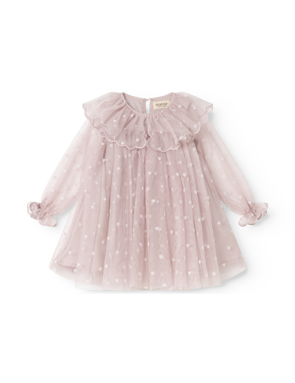 Tule babyjurk Dera B met hartjes - Cloud Gray Hearts - MarMar Copenhagen