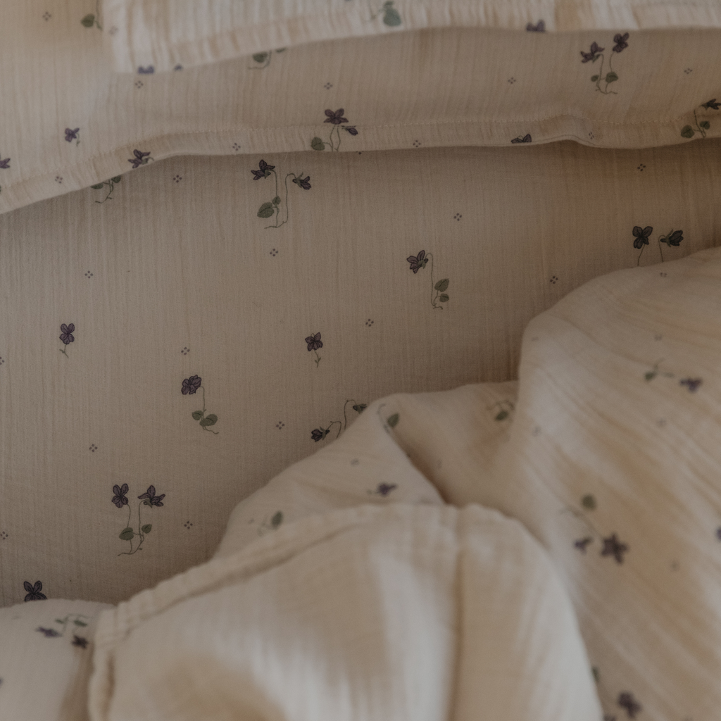 Hoeslaken - Muslin Fitted Sheet Junior - 70x140 - Biologisch katoen mousseline - Viola - Garbo & Friends - Garbo&Friends - productfoto - afbeelding 3