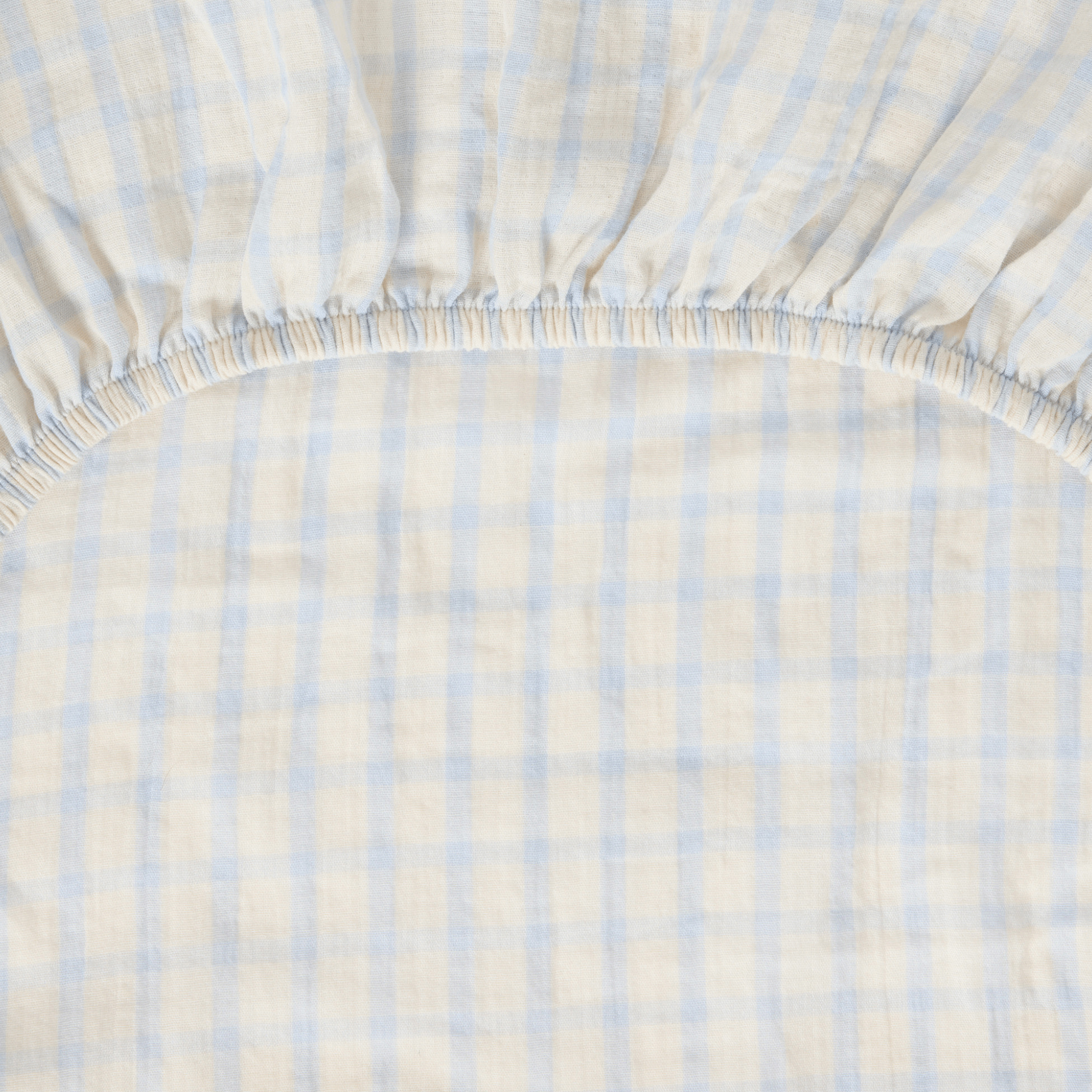 Hoeslaken - Muslin Fitted Sheet Junior - 70x140 - Biologisch katoen mousseline - Gingham Sky Blue - Garbo & Friends - Garbo&Friends - afbeelding 4