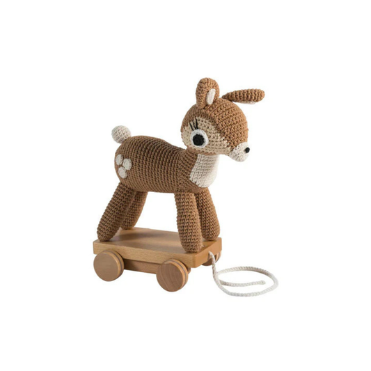 Crochet Pull Toy Deer Dixi - Trekdiertje - Biologisch katoen