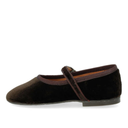 Mary Jane ballerina - Velours/suede - Bruin - Angulus zijkant