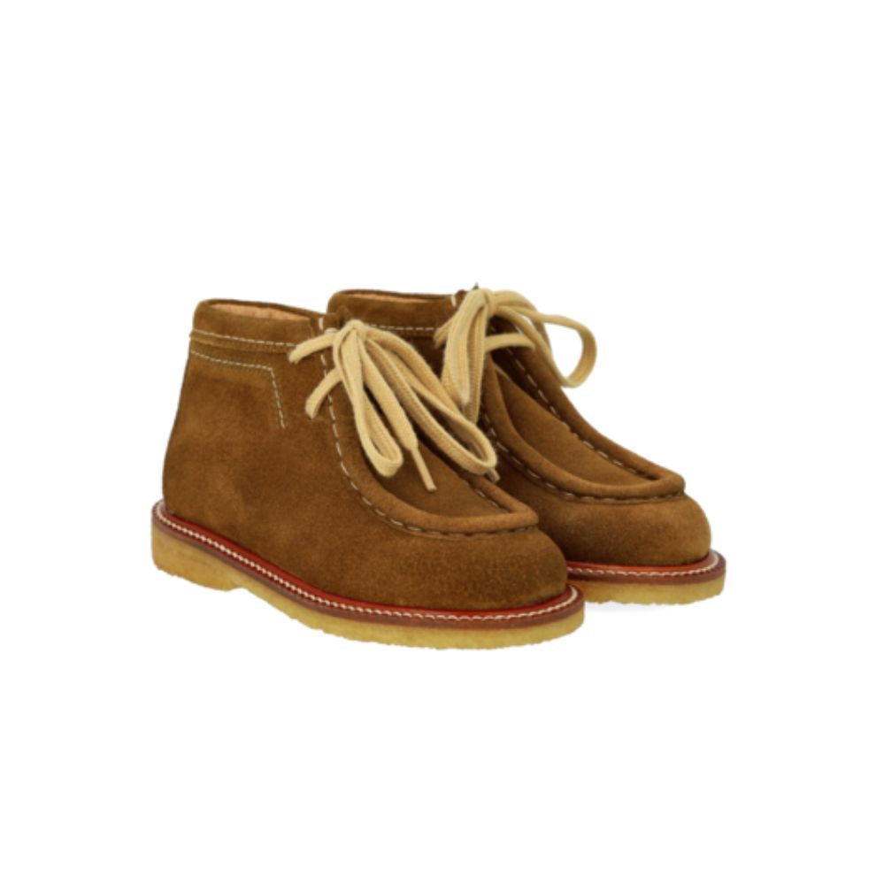 Bootschoentjes veter - Leer - Mustard - Angulus voorkant