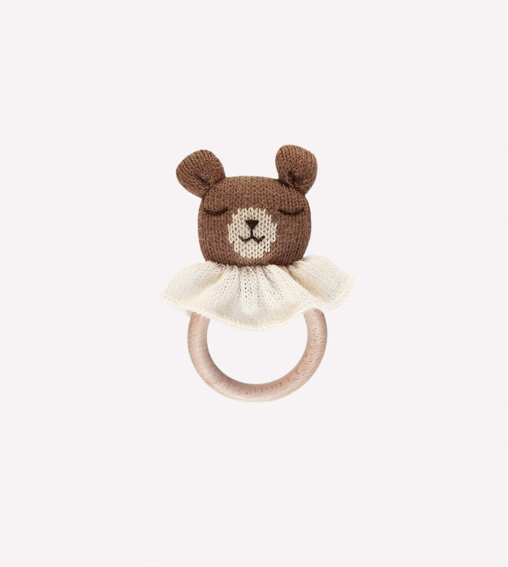 Bijtring/Teething ring - Teddy nut/Bruine beer - Alpaca wol - Main Sauvage