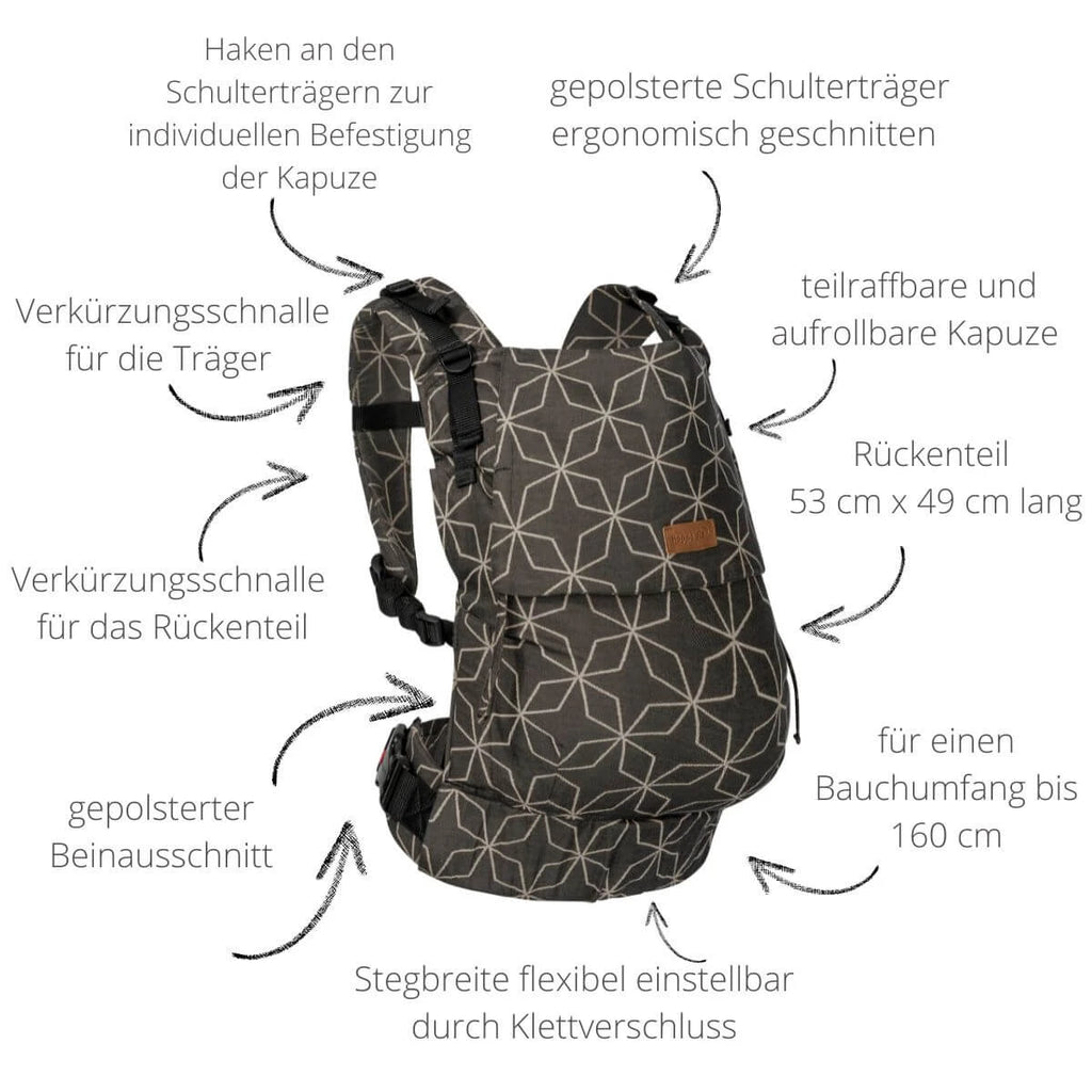 Buckle Toddler – Grenada Natural Linen – Ergonomische Kleinkindtrage – Baumwolle und Leinen – 9–25 kg – Hoppediz